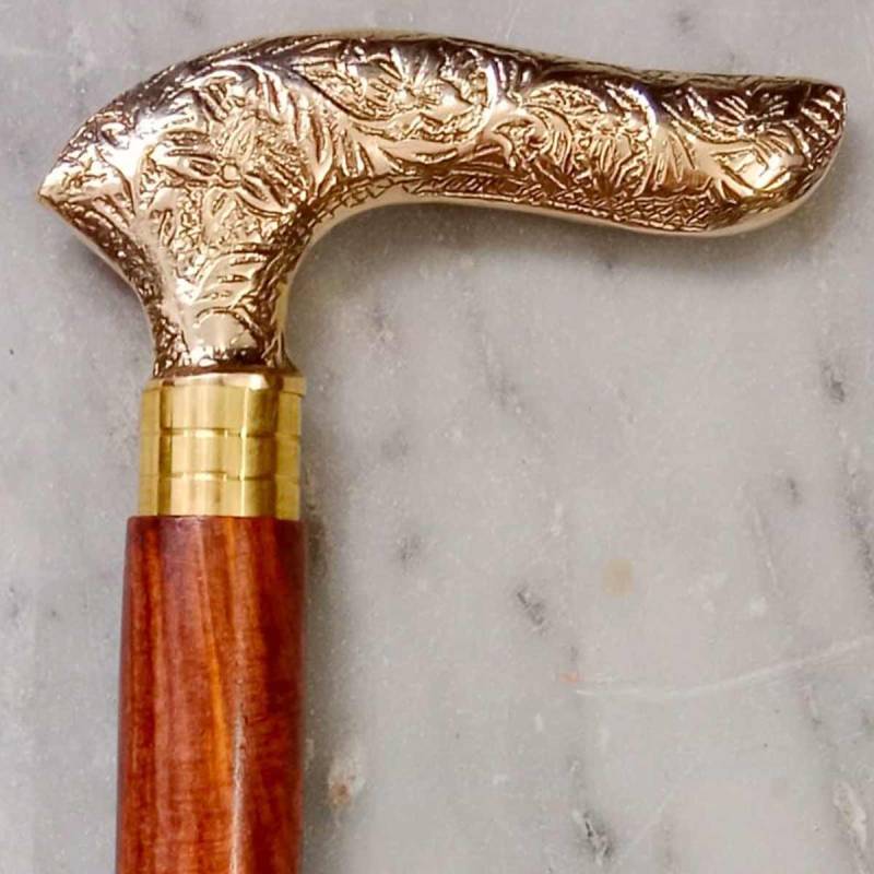 Handmade Brass Compass Knob Walking Stick Handle – Victorian Style – Adult Unisex – Reproduction